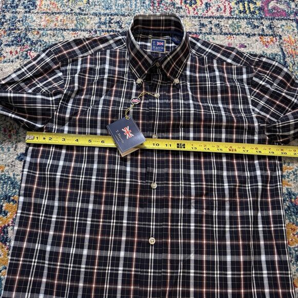 NWT T.Harris London Men's Plaid 100% Cotton Button Down Shirt Size Small - Picture 7 of 9